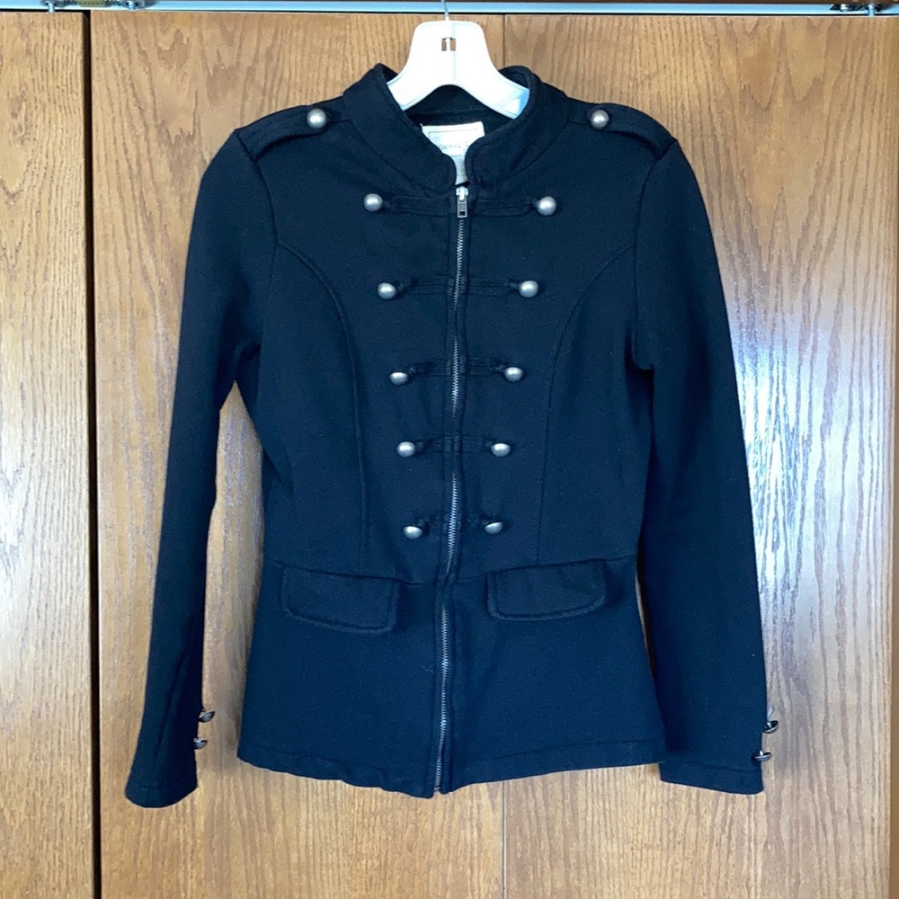 Hooked Up Black Military Style Jacket Size S